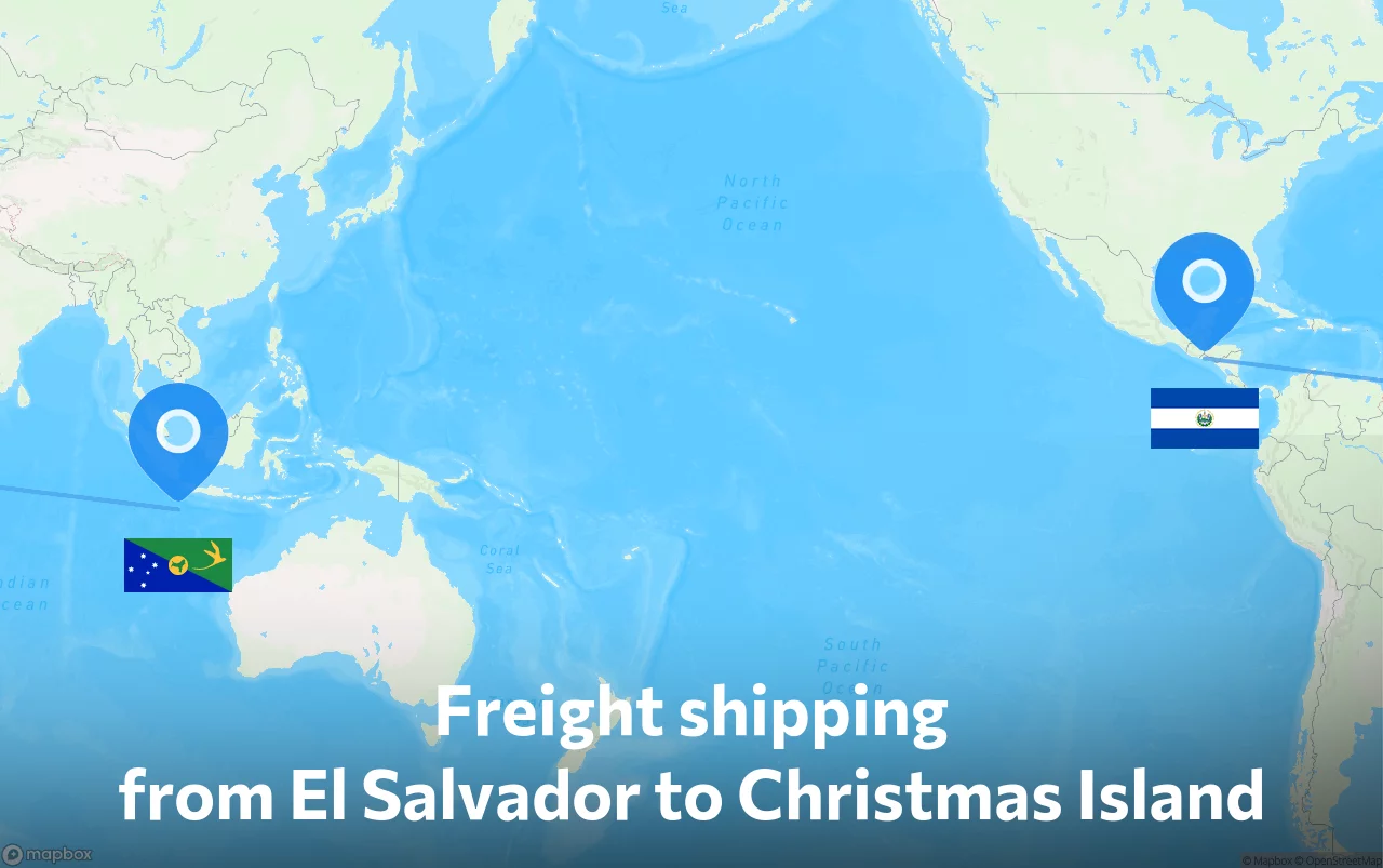 Shipping route from El Salvador to Christmas Island
