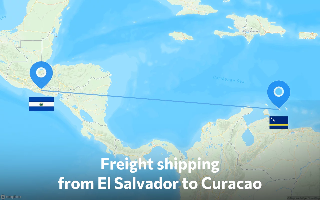 Shipping route from El Salvador to Curacao