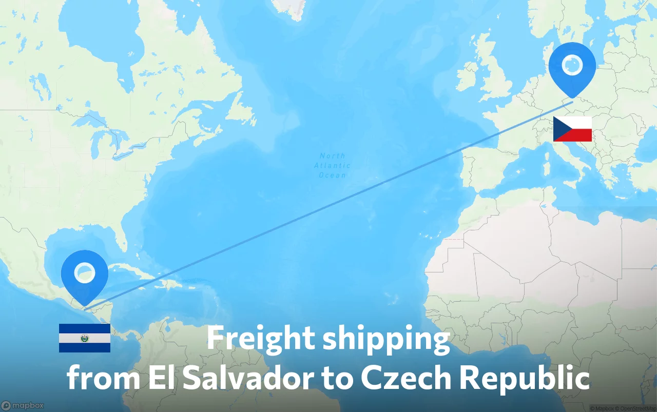 Shipping route from El Salvador to Czech Republic