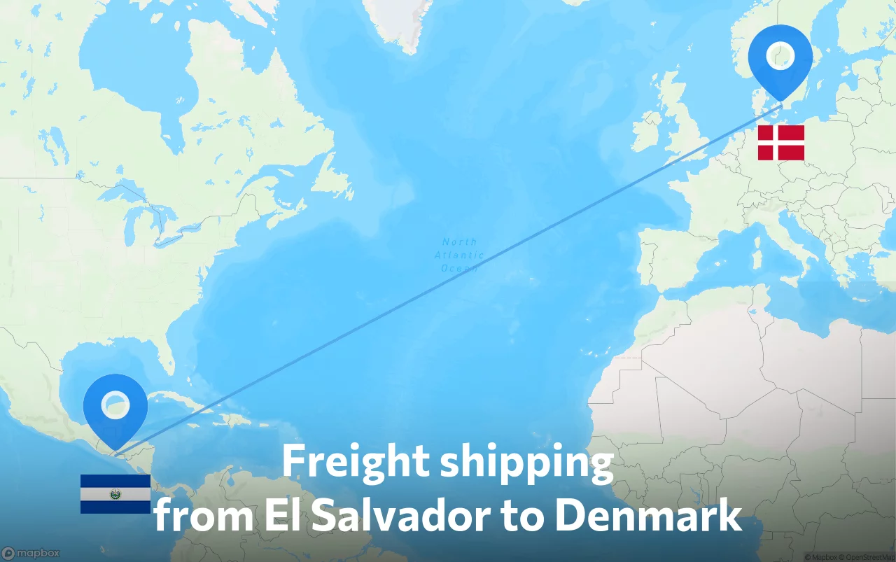 Shipping route from El Salvador to Denmark