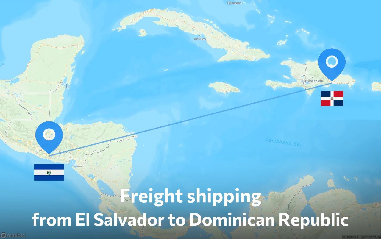 Shipping route from El Salvador to Dominican Republic
