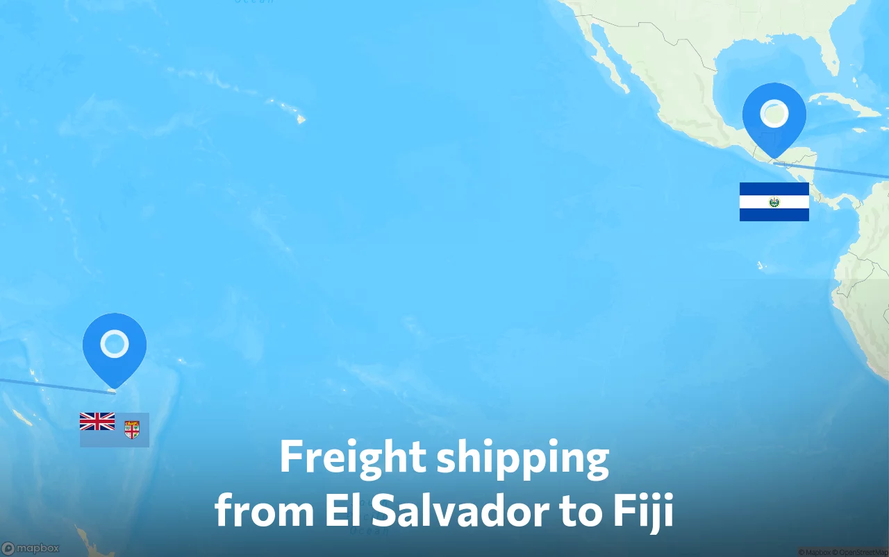 Shipping route from El Salvador to Fiji
