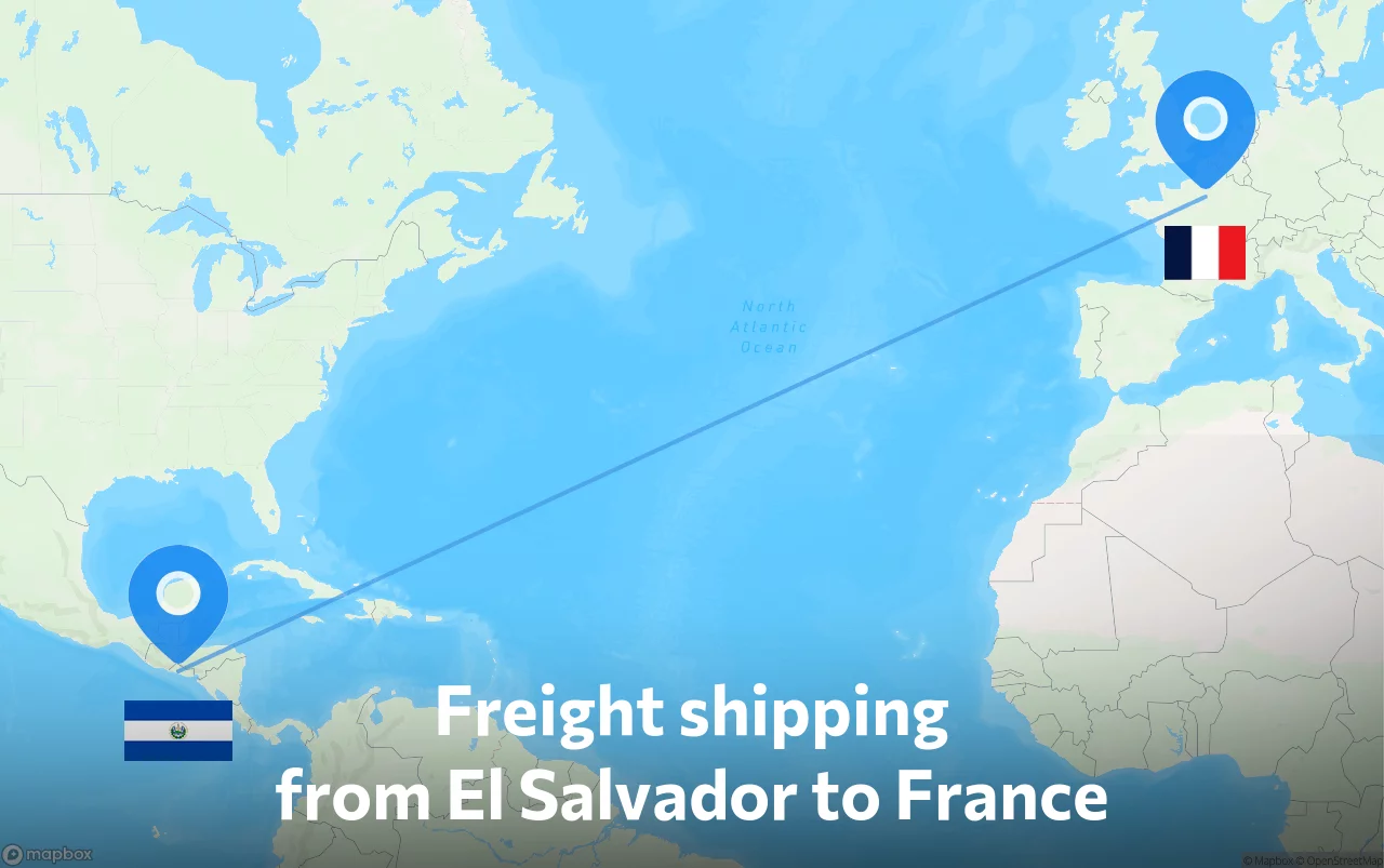 Shipping route from El Salvador to France