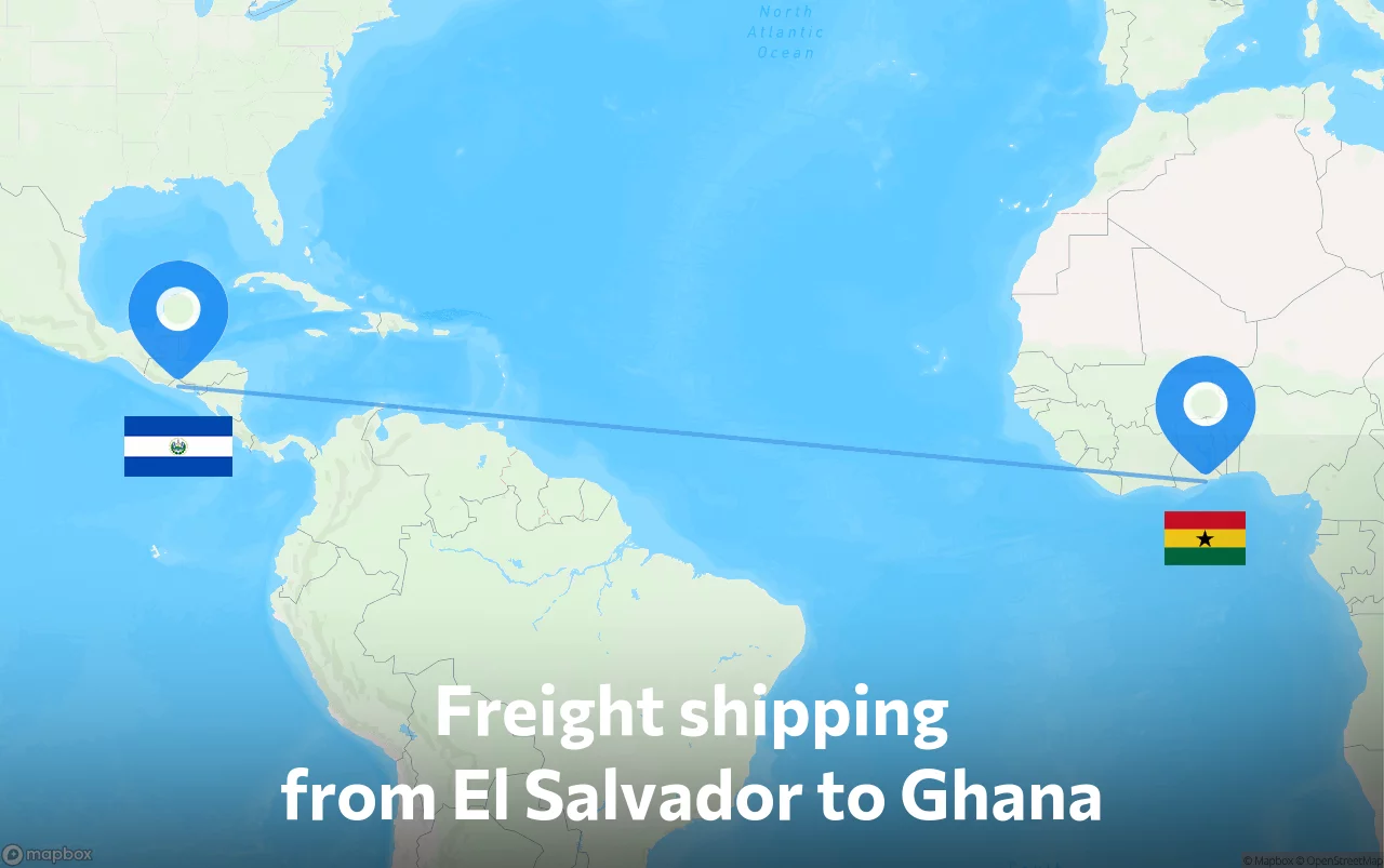 Shipping route from El Salvador to Ghana