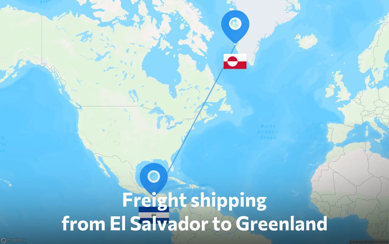 Shipping route from El Salvador to Greenland