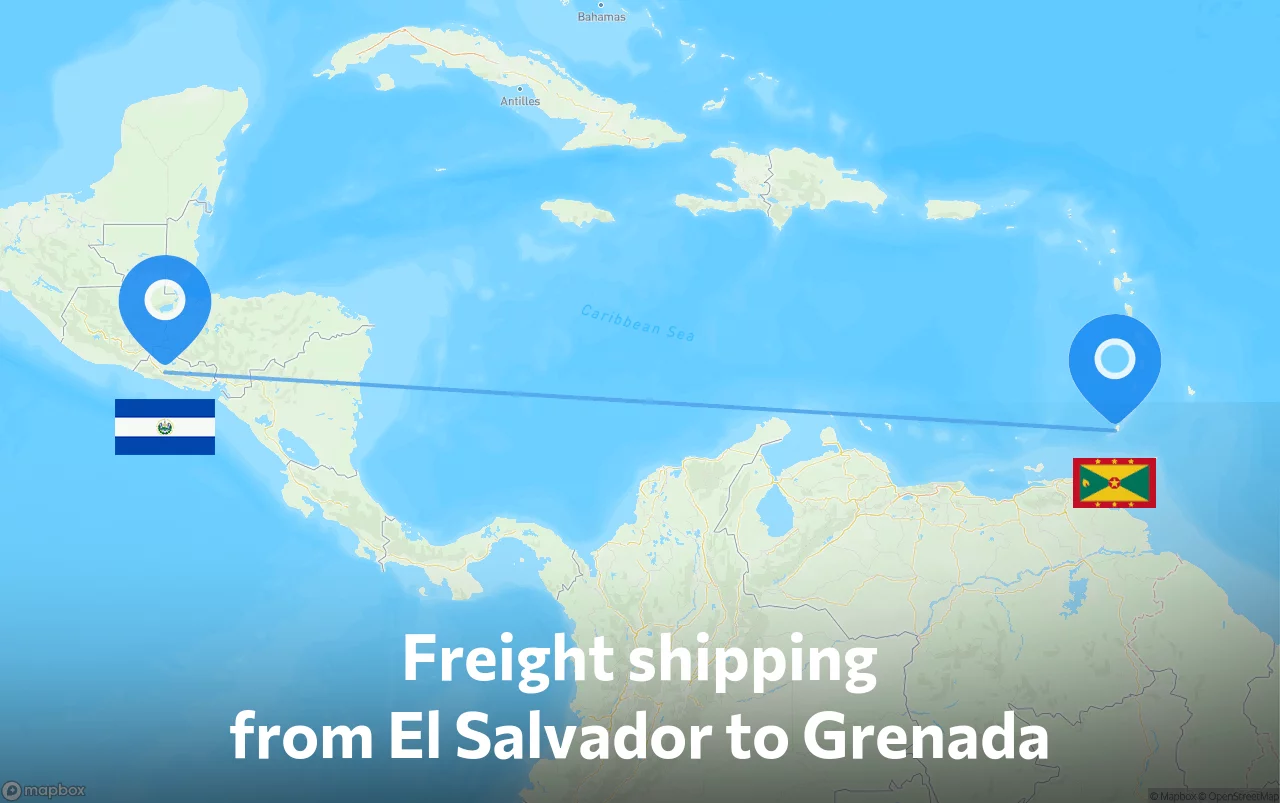 Shipping route from El Salvador to Grenada