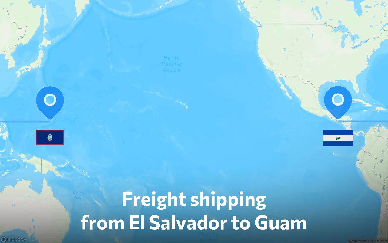 Shipping route from El Salvador to Guam