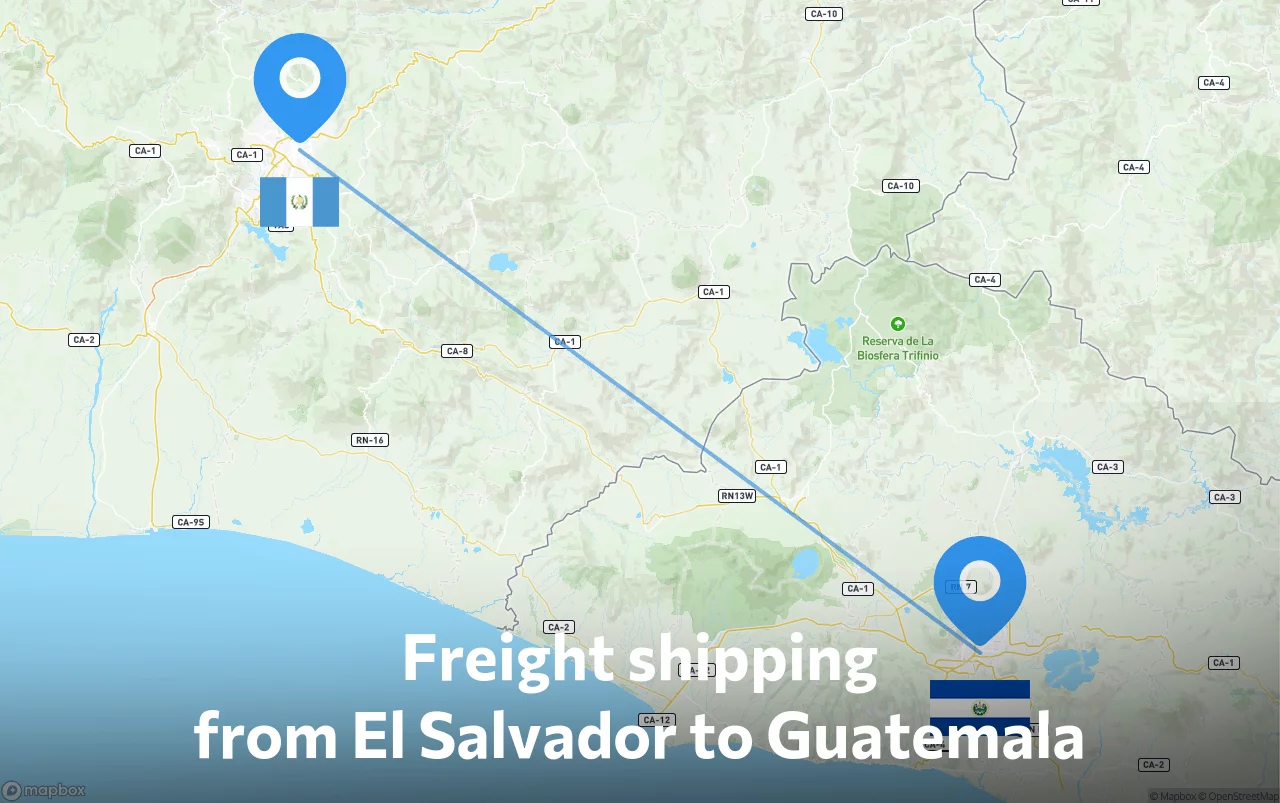 Shipping route from El Salvador to Guatemala