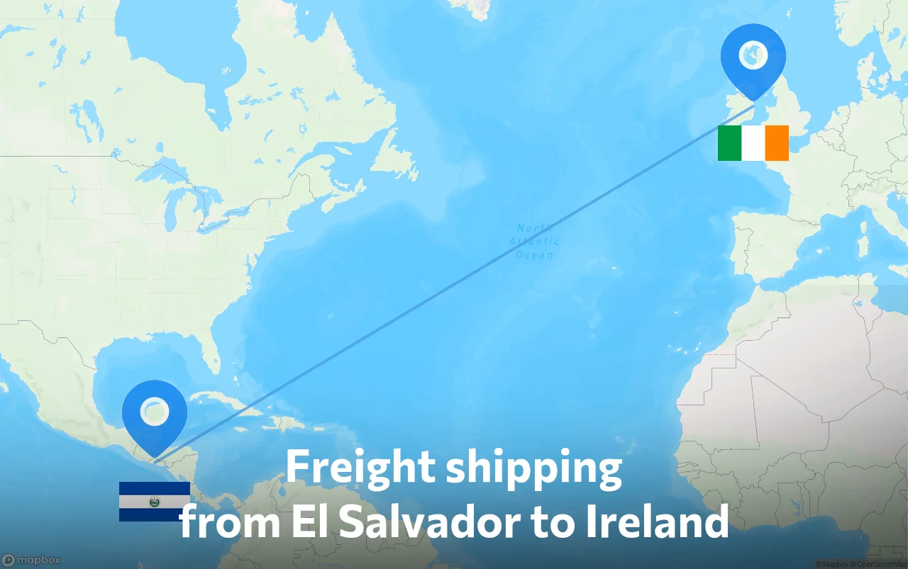 Shipping route from El Salvador to Ireland