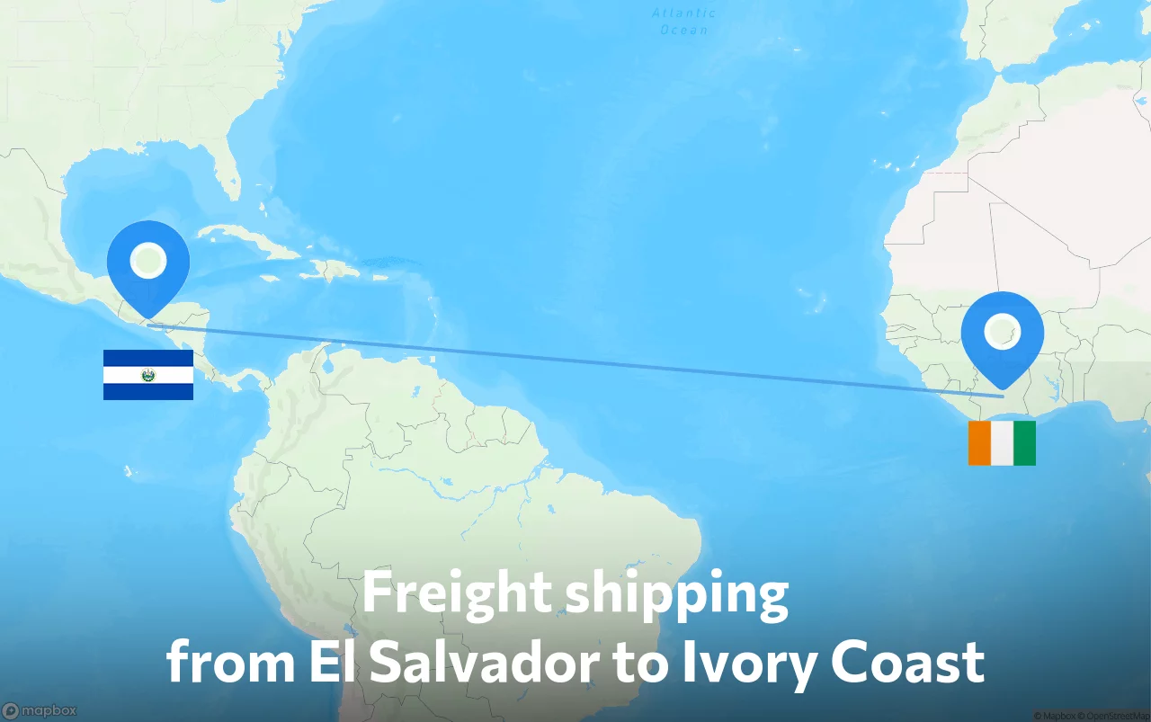 Shipping route from El Salvador to Ivory Coast
