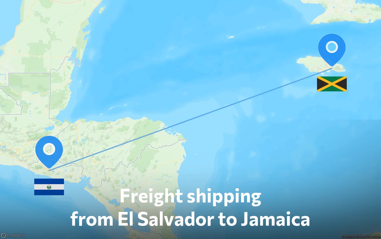 Shipping route from El Salvador to Jamaica