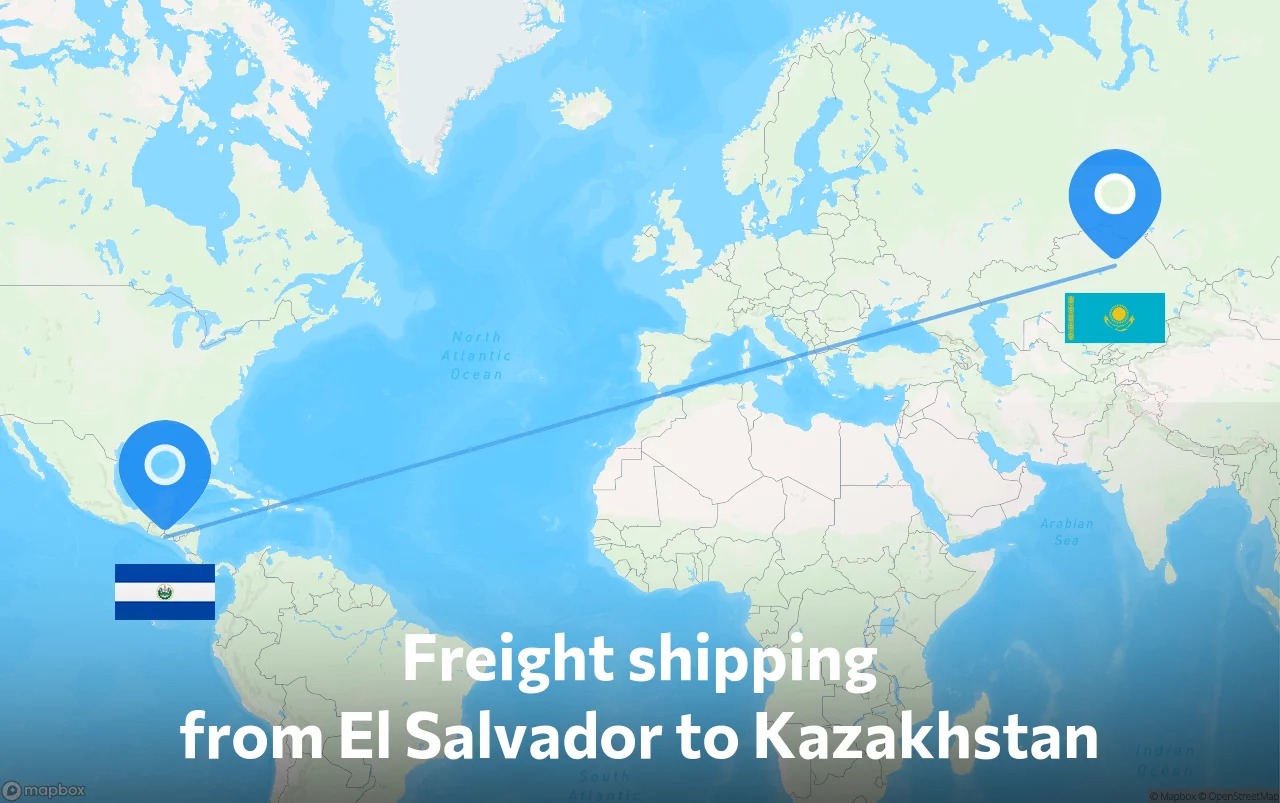 Shipping route from El Salvador to Kazakhstan