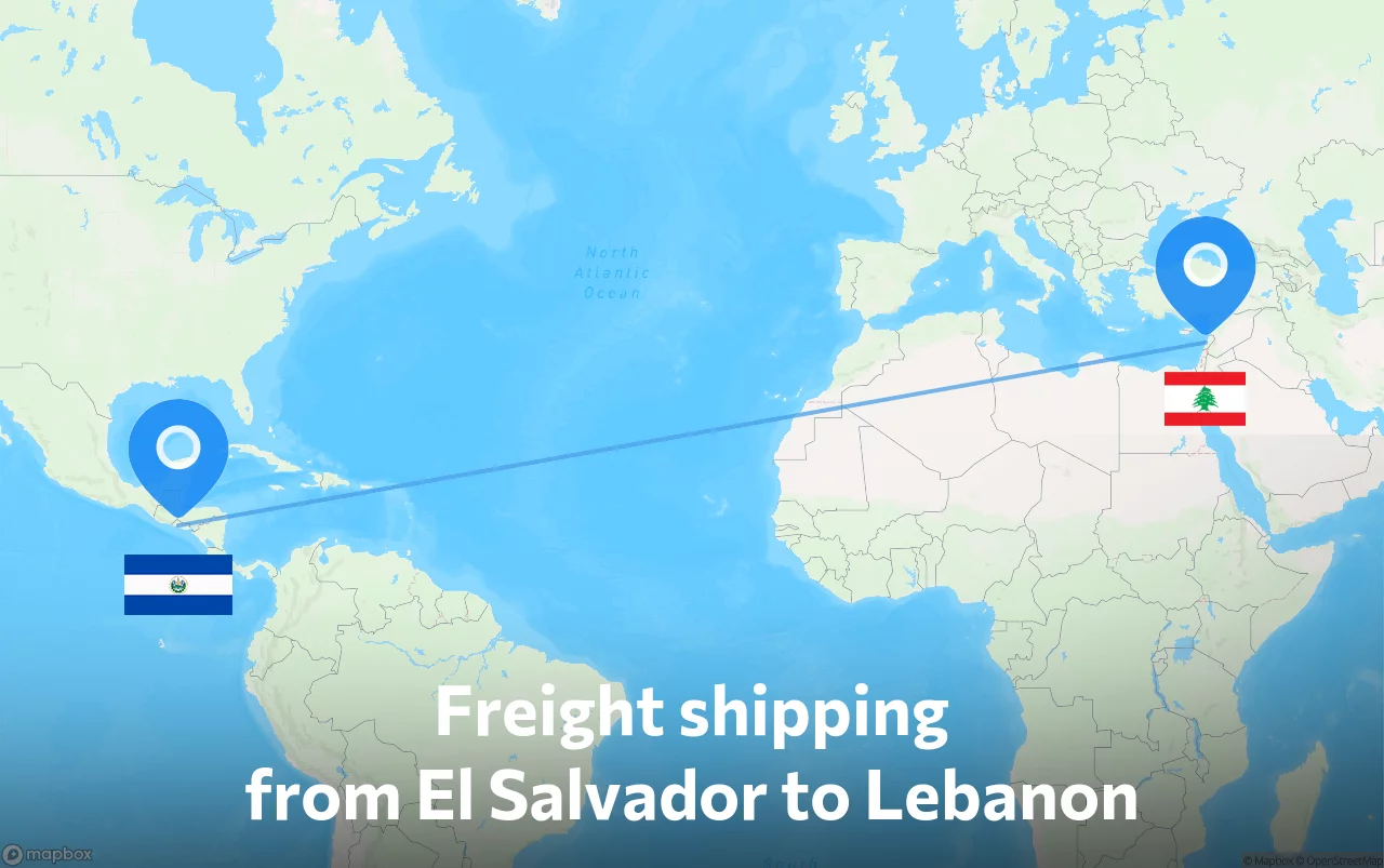 Shipping route from El Salvador to Lebanon