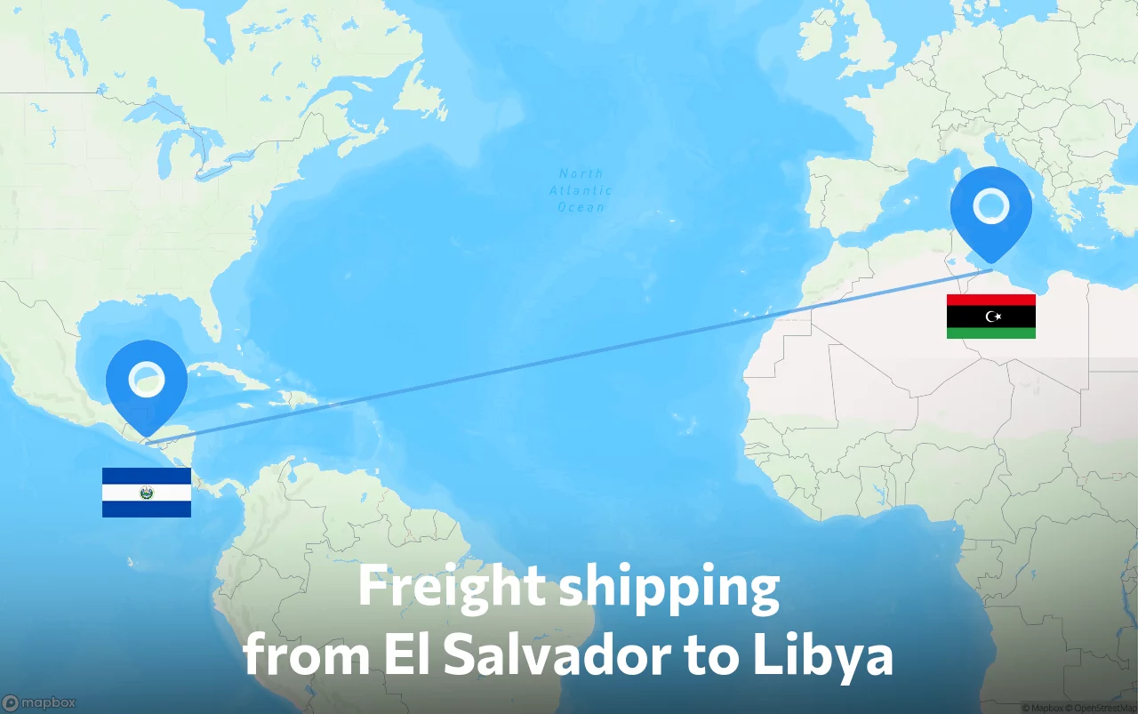 Shipping route from El Salvador to Libya