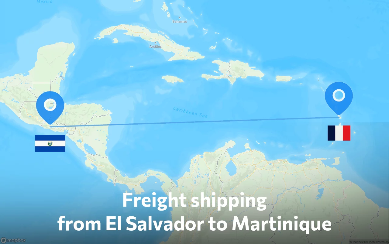 Shipping route from El Salvador to Martinique