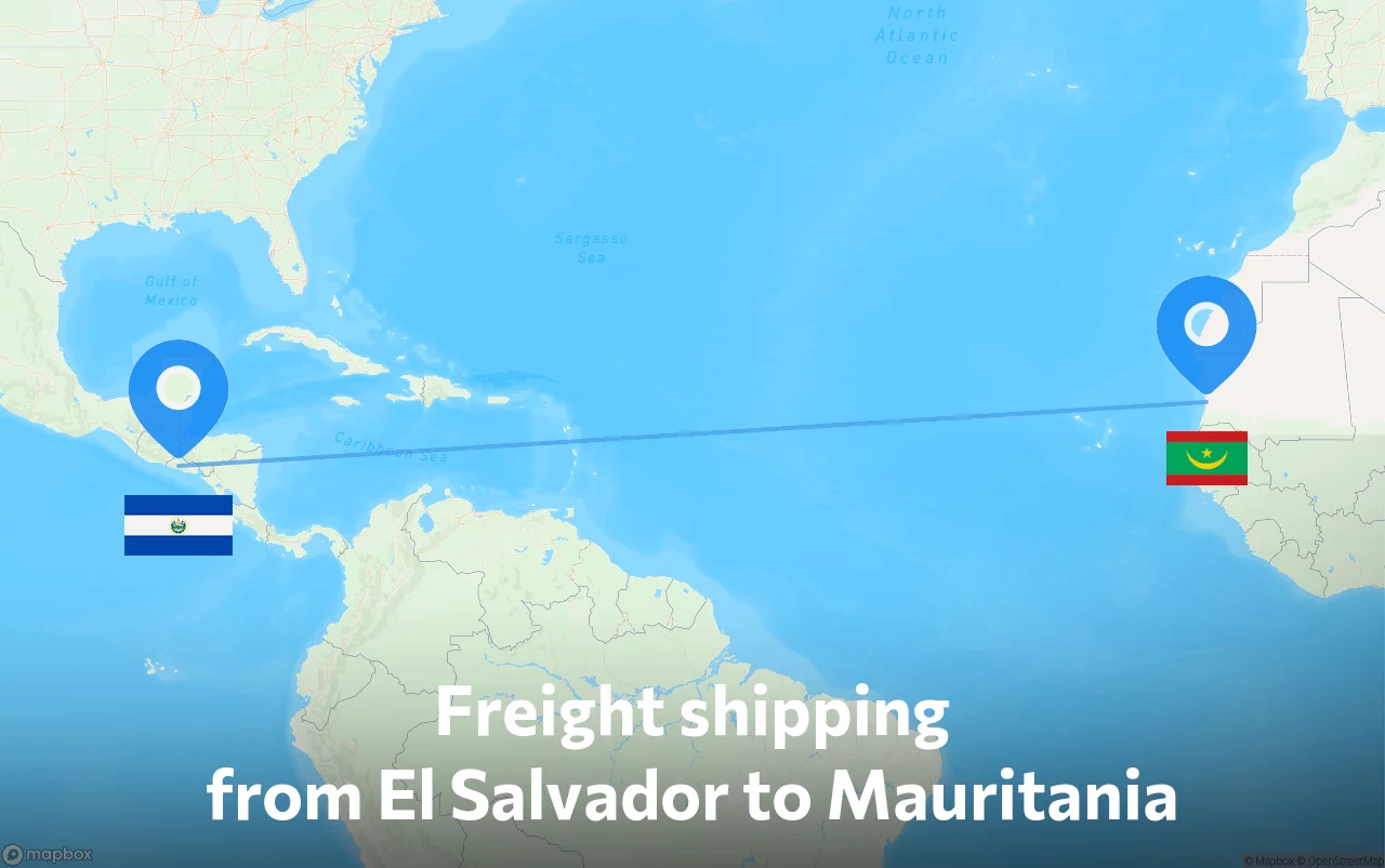 Shipping route from El Salvador to Mauritania