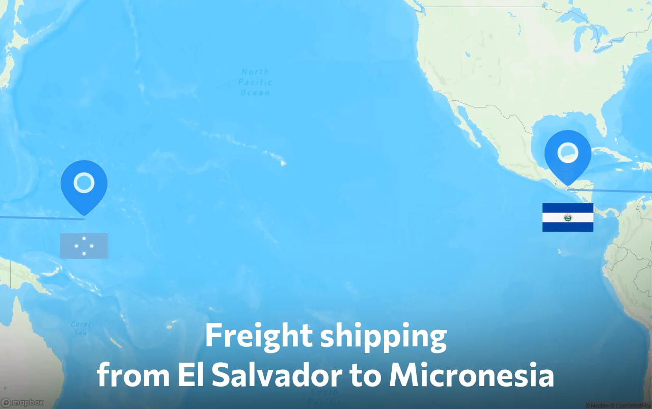 Shipping route from El Salvador to Micronesia