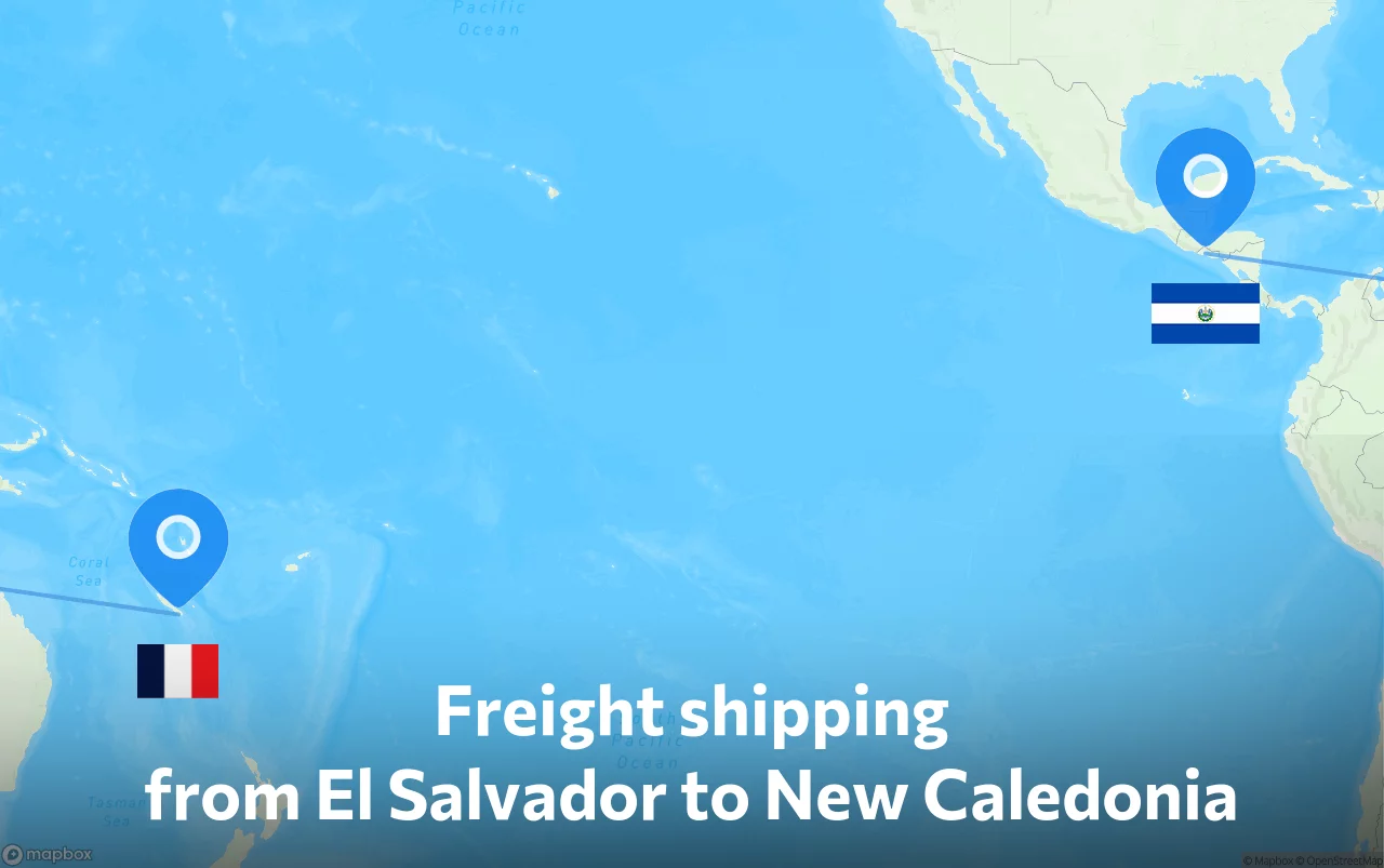 Shipping route from El Salvador to New Caledonia