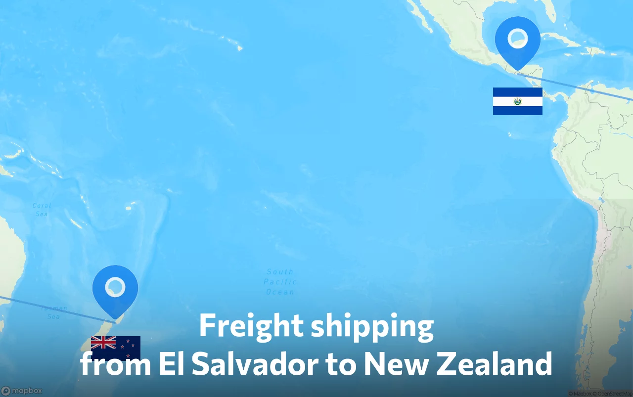Shipping route from El Salvador to New Zealand