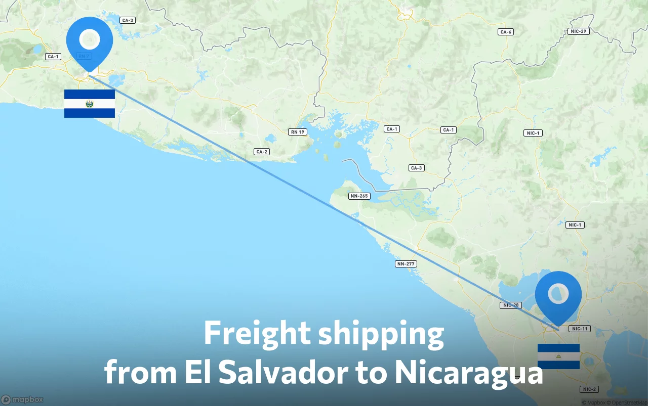 Shipping route from El Salvador to Nicaragua