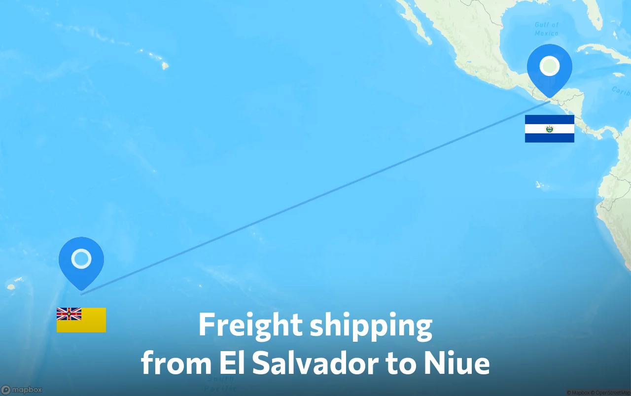 Shipping route from El Salvador to Niue