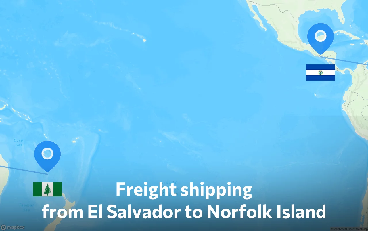 Shipping route from El Salvador to Norfolk Island