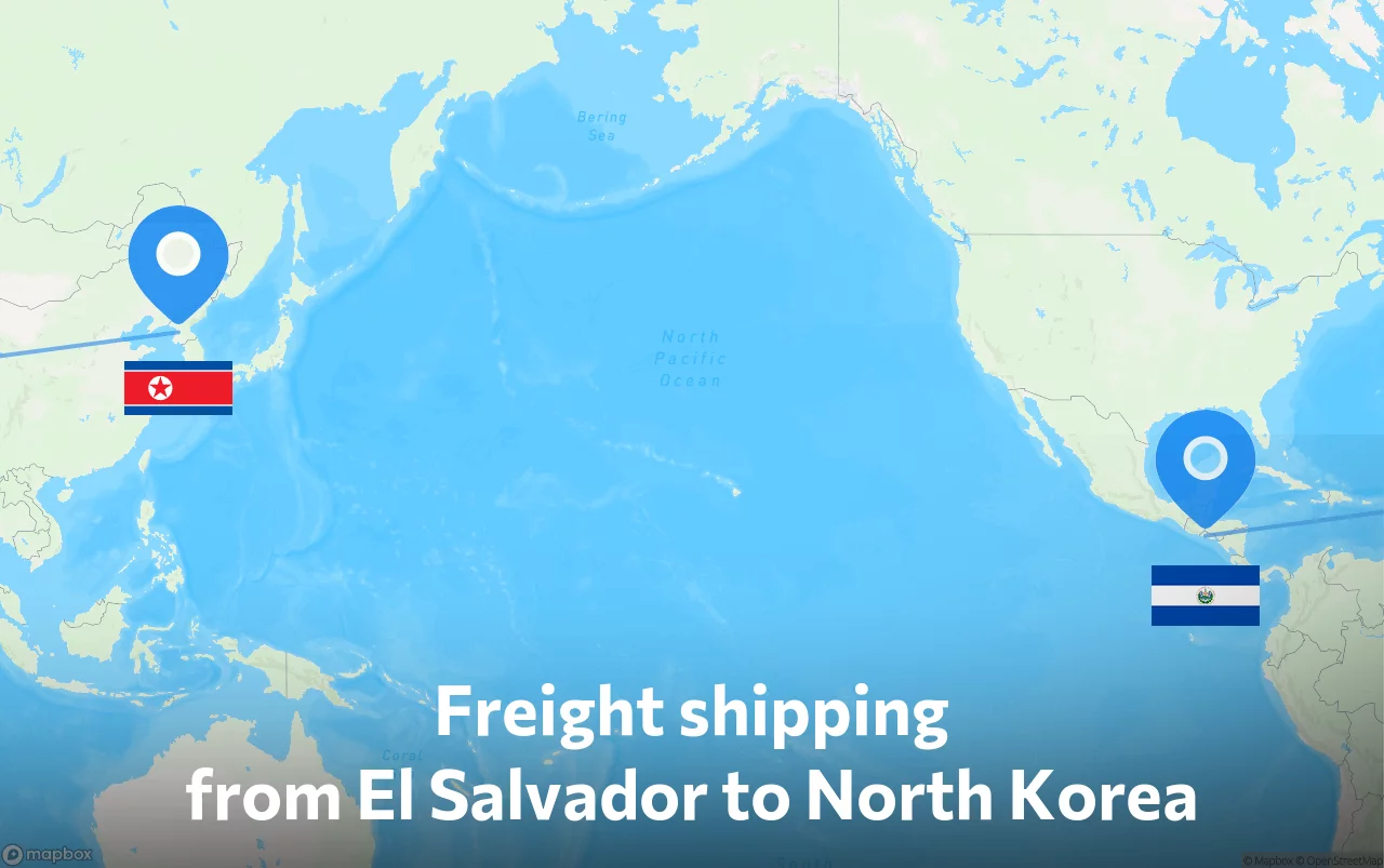 Shipping route from El Salvador to North Korea