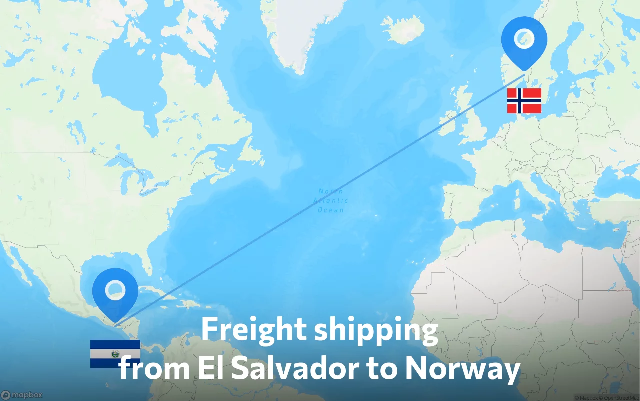 Shipping route from El Salvador to Norway
