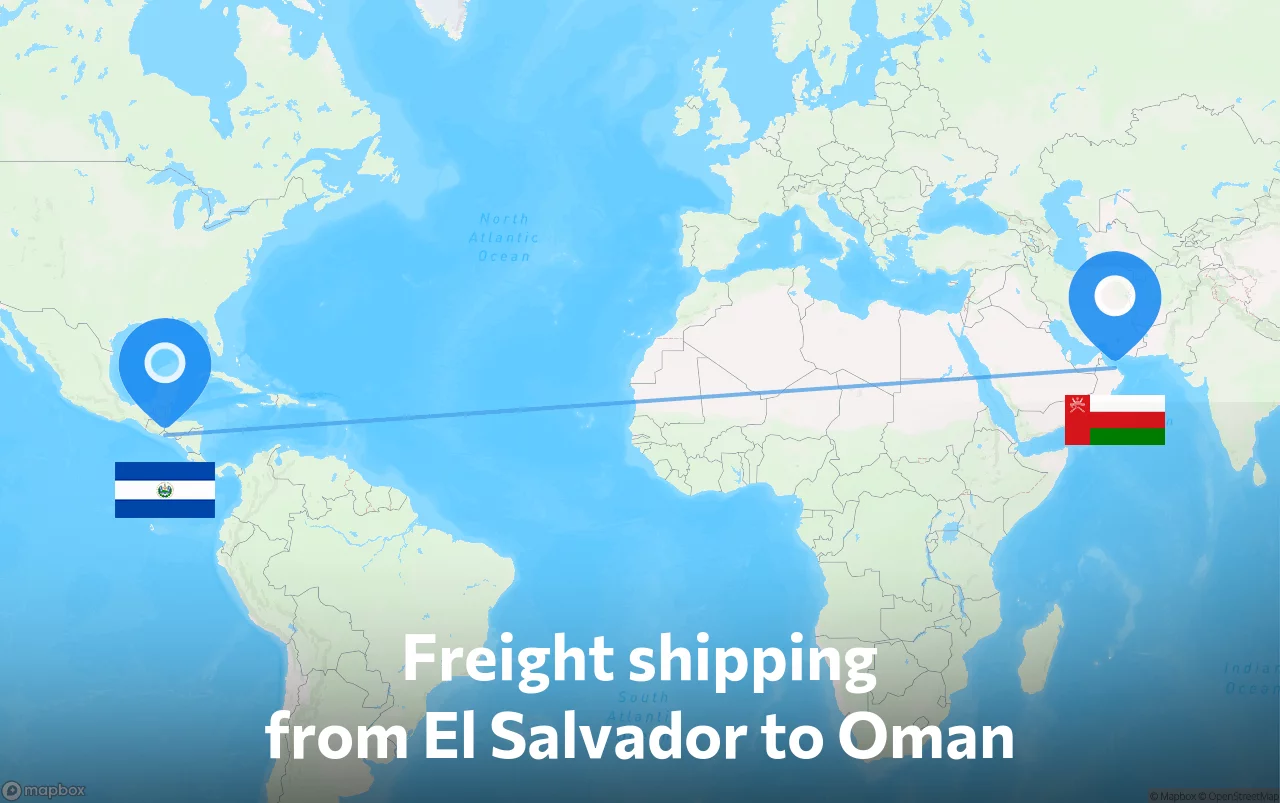 Shipping route from El Salvador to Oman