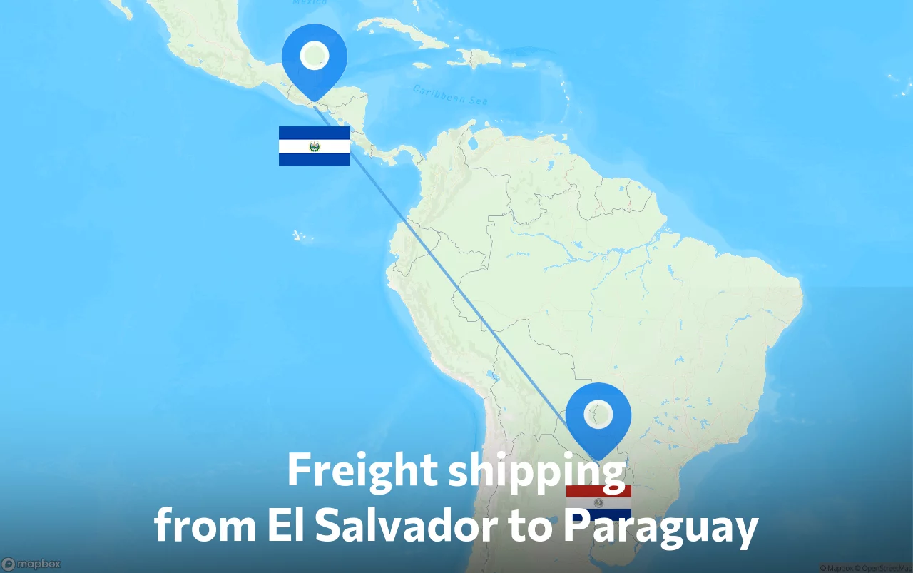 Shipping route from El Salvador to Paraguay