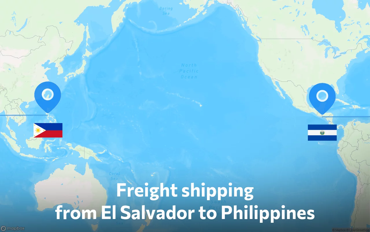 Shipping route from El Salvador to Philippines
