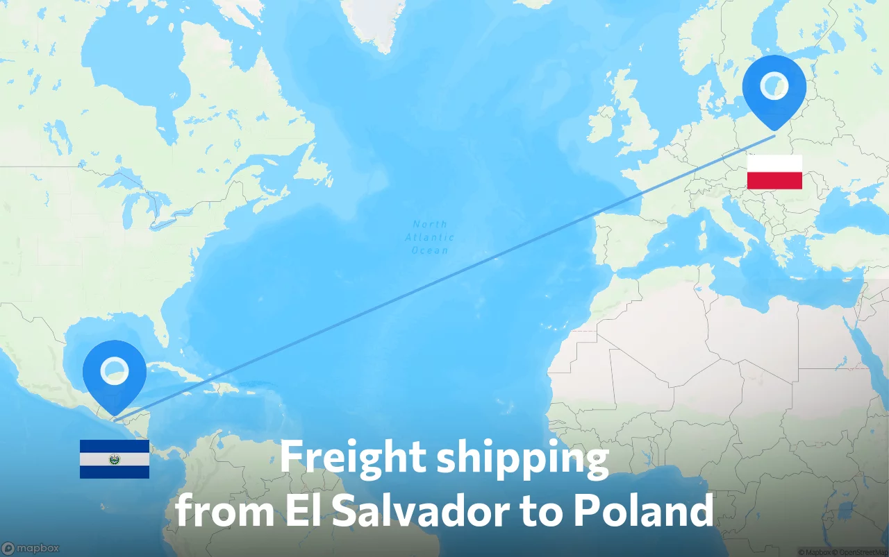 Shipping route from El Salvador to Poland