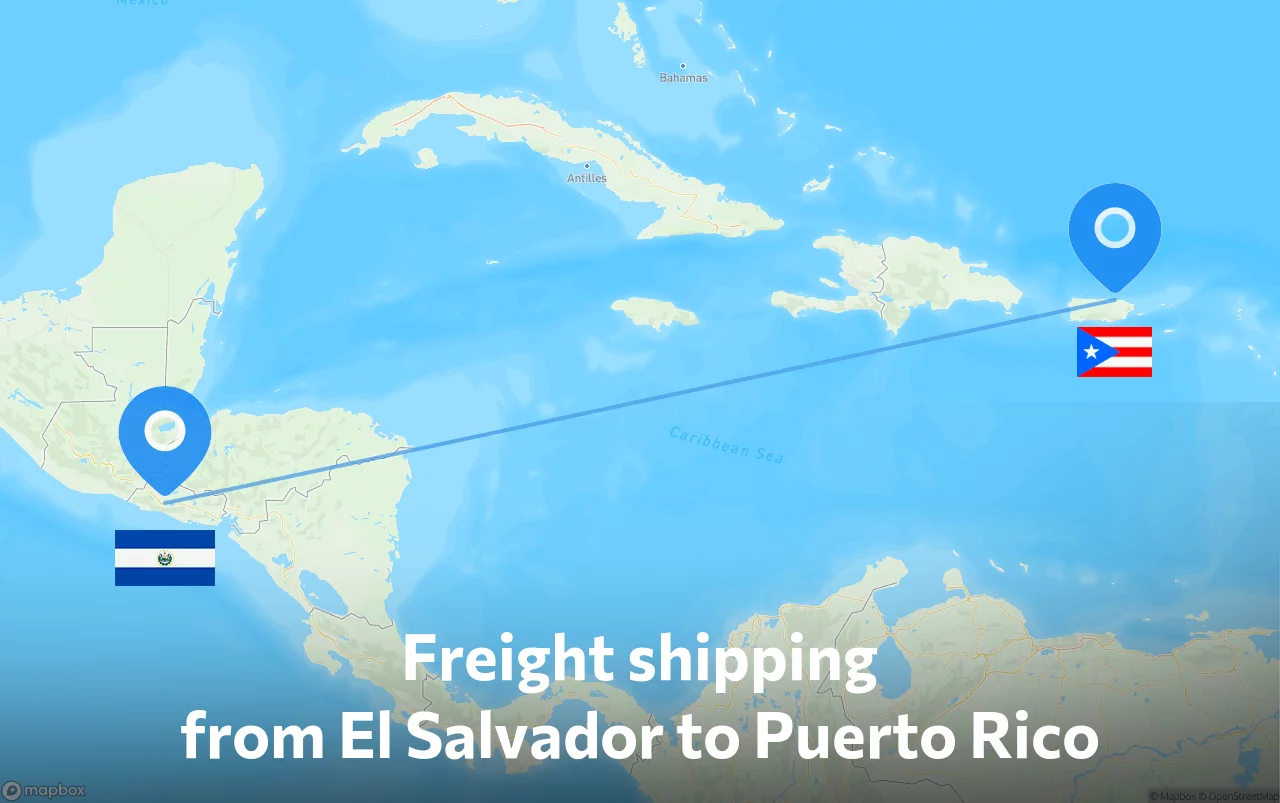 Shipping route from El Salvador to Puerto Rico