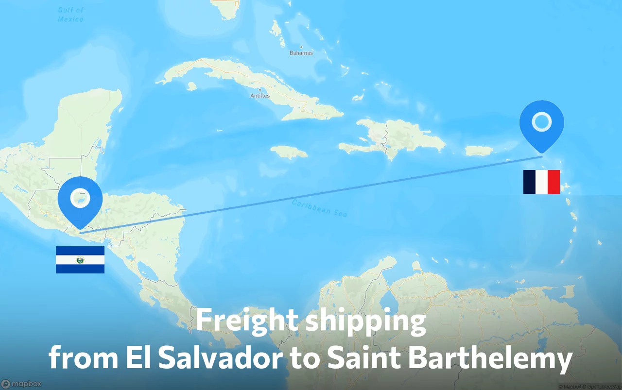 Shipping route from El Salvador to Saint Barthelemy