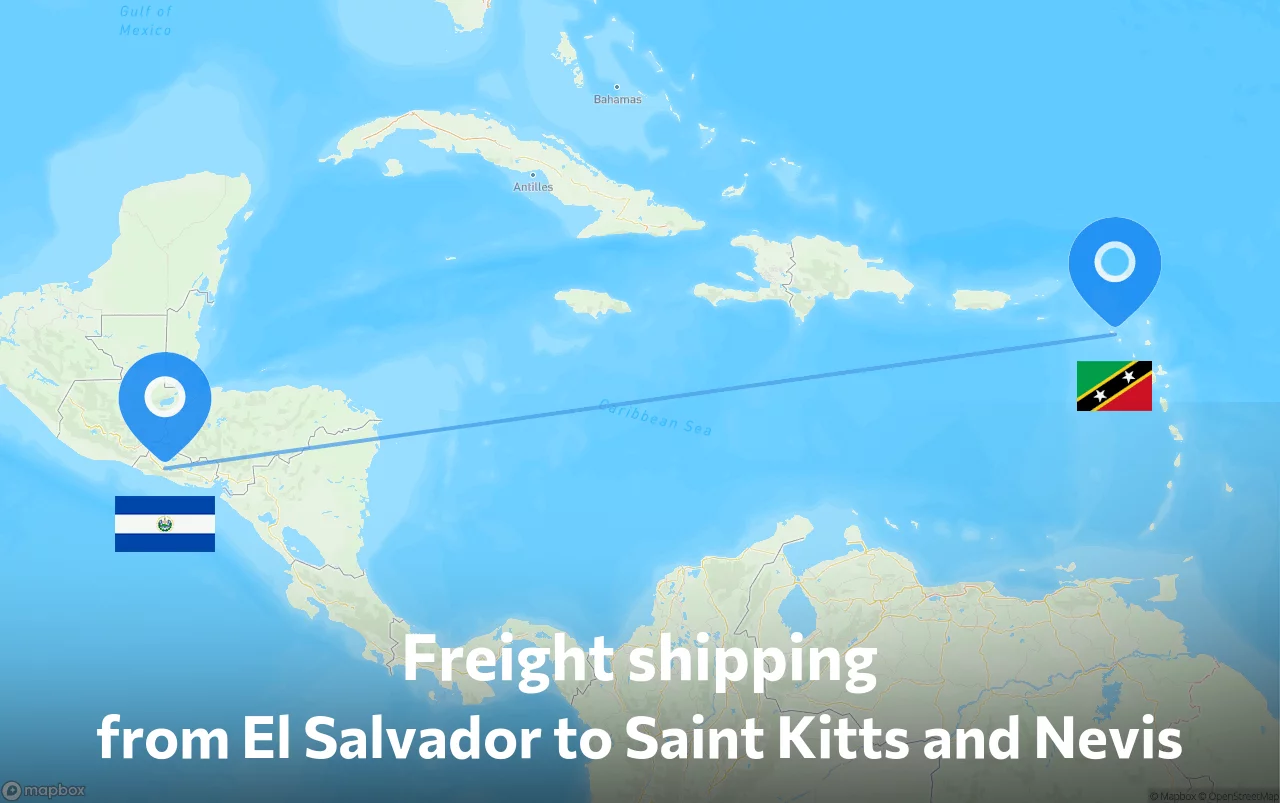 Shipping route from El Salvador to Saint Kitts and Nevis