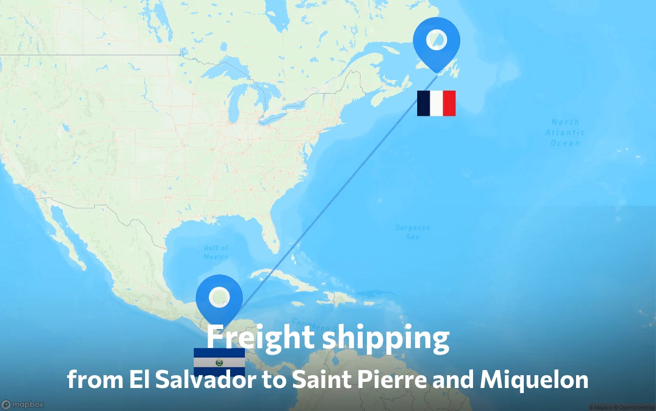 Shipping route from El Salvador to Saint Pierre and Miquelon
