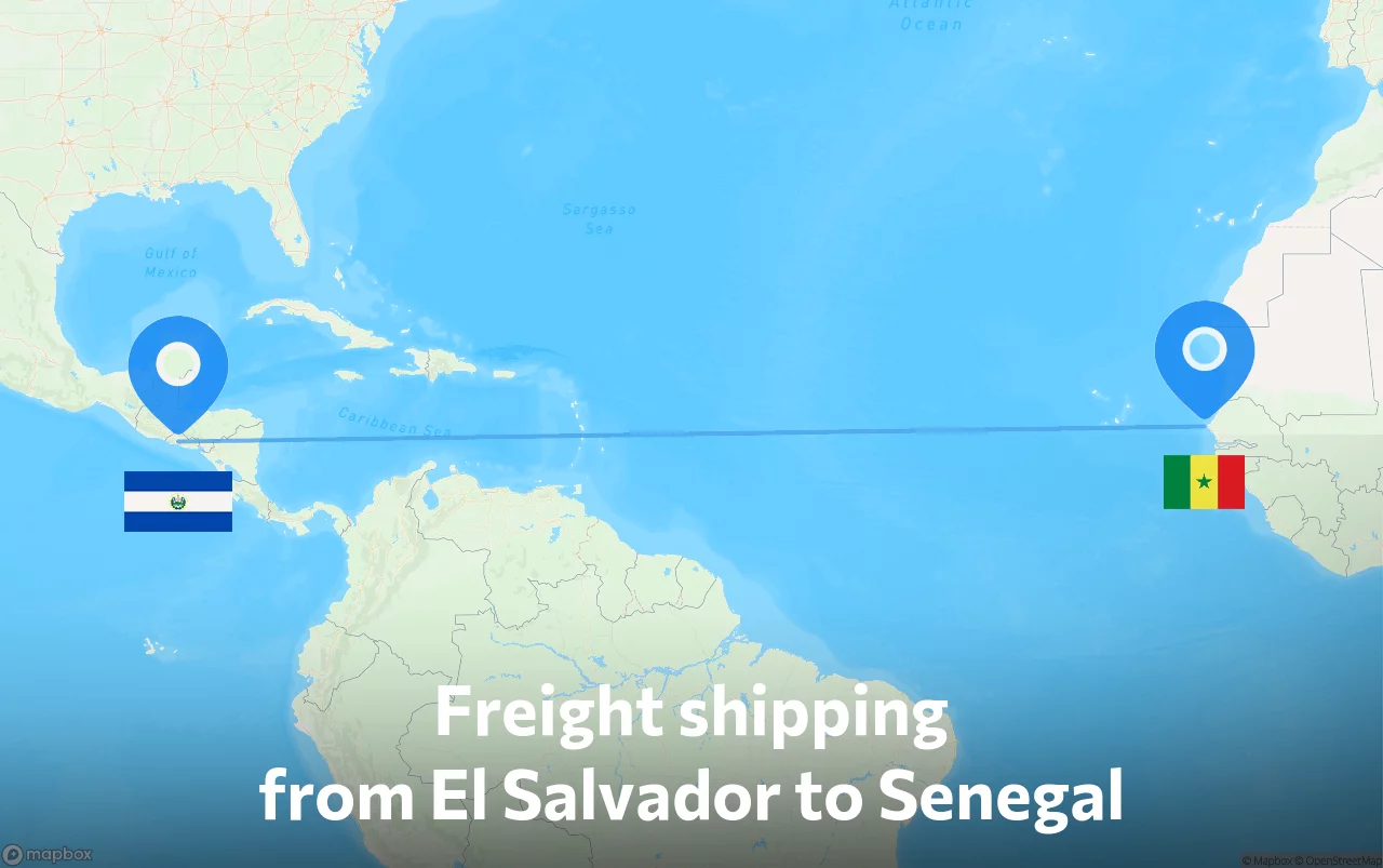 Shipping route from El Salvador to Senegal