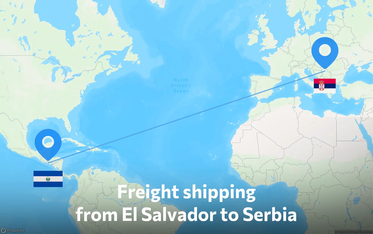 Shipping route from El Salvador to Serbia