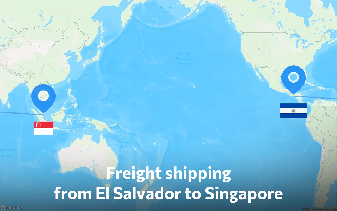 Shipping route from El Salvador to Singapore