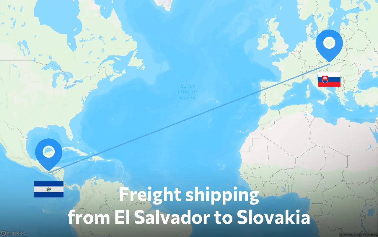Shipping route from El Salvador to Slovakia
