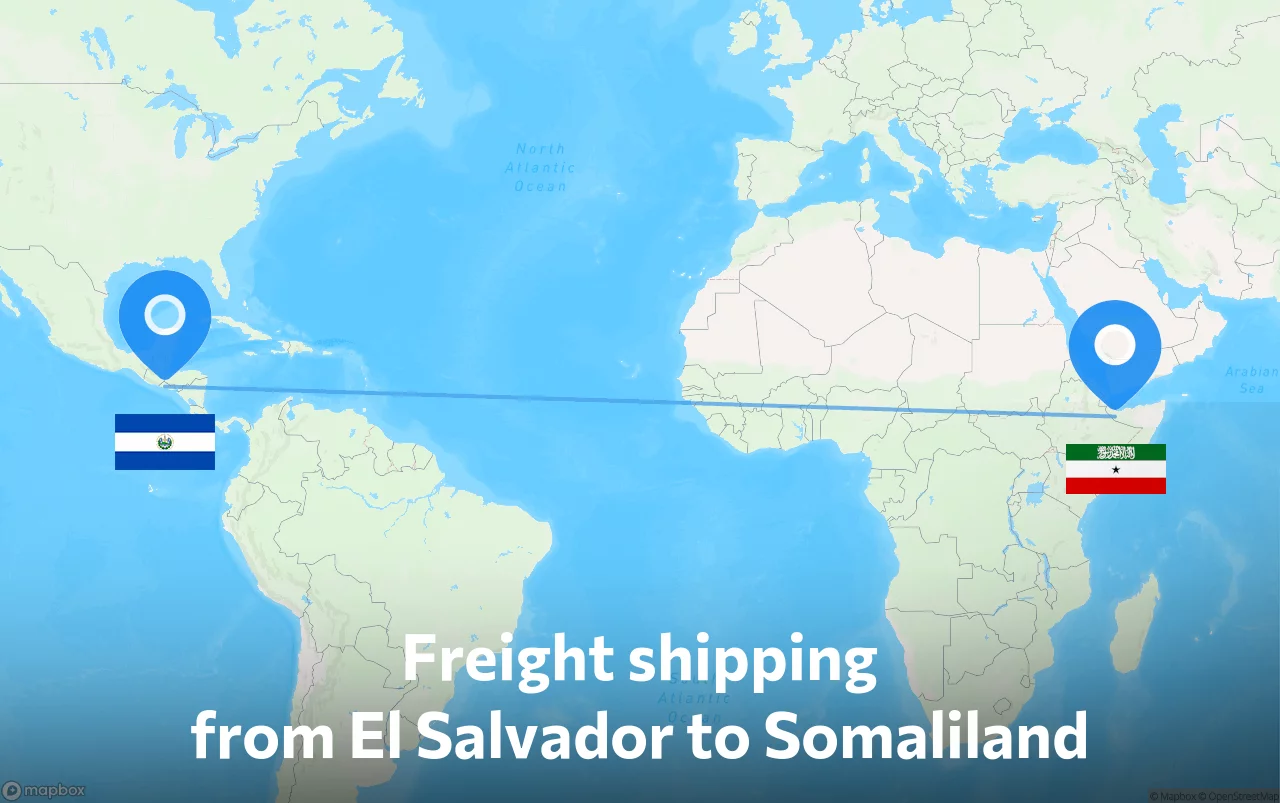 Shipping route from El Salvador to Somaliland