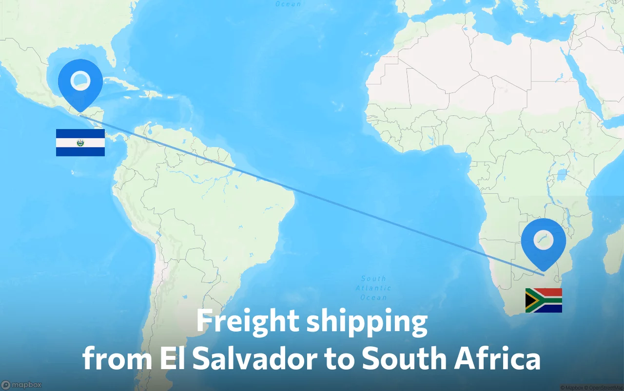 Shipping route from El Salvador to South Africa