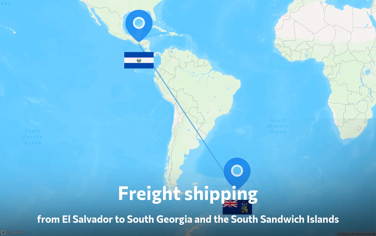 Shipping route from El Salvador to South Georgia and the South Sandwich Islands