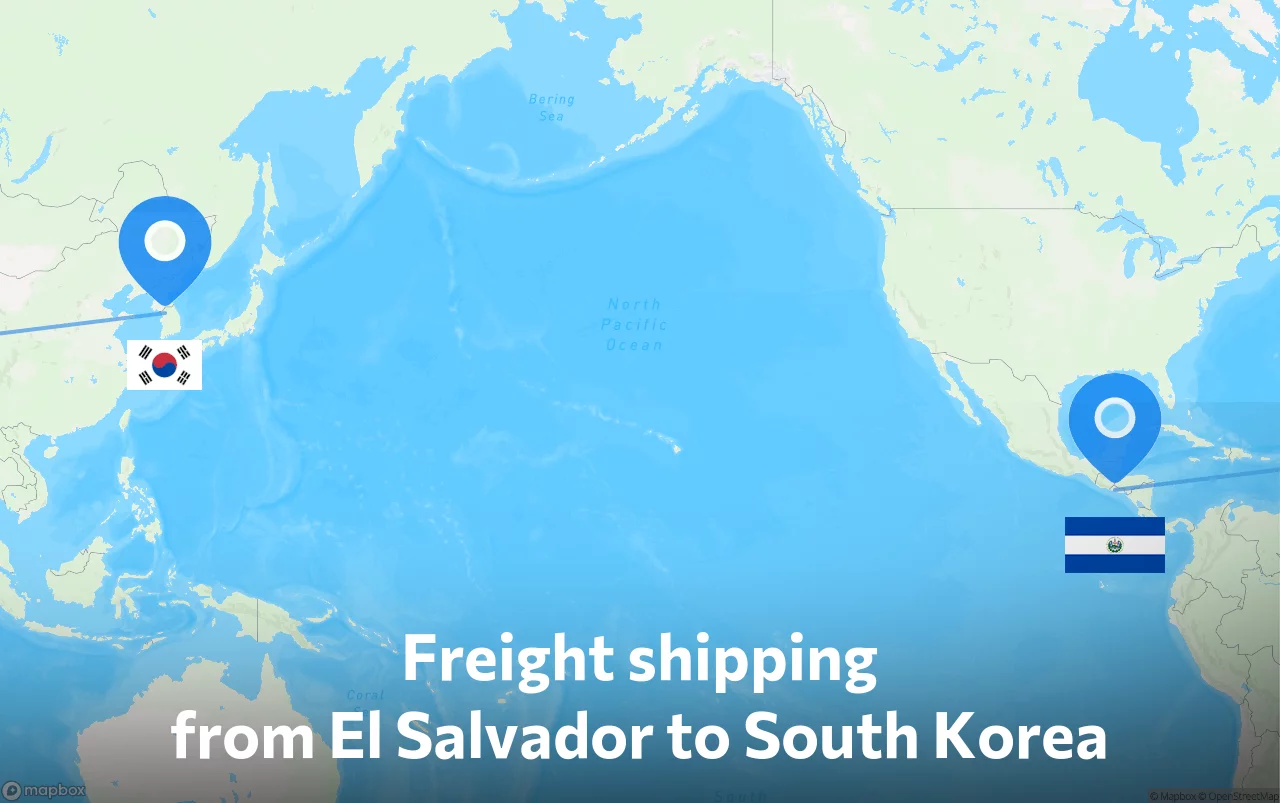 Shipping route from El Salvador to South Korea