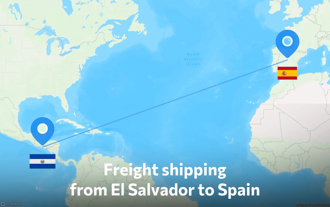 Shipping route from El Salvador to Spain