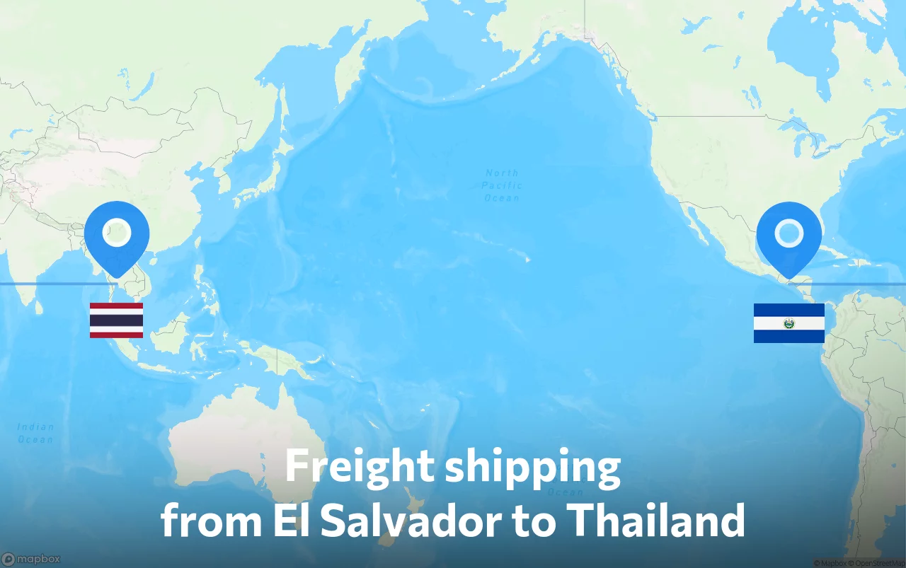 Shipping route from El Salvador to Thailand