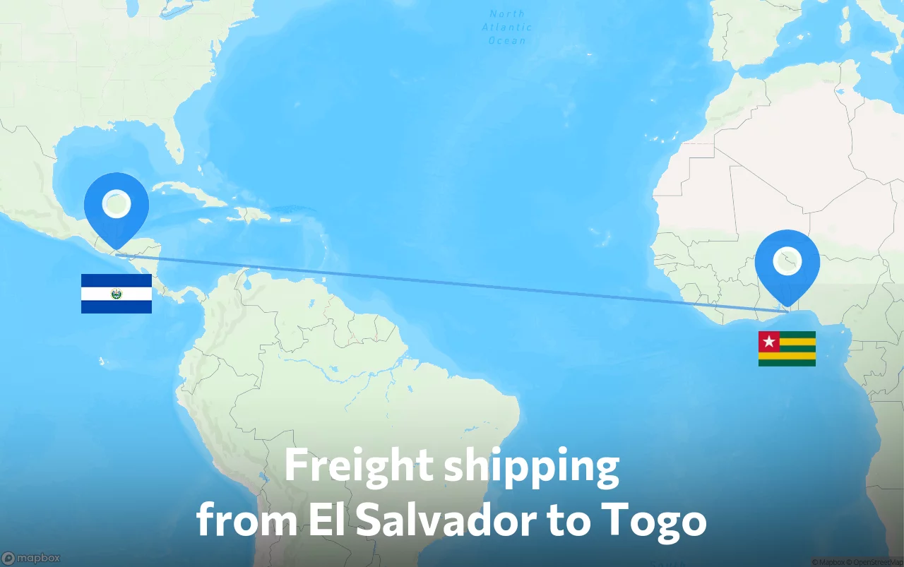 Shipping route from El Salvador to Togo