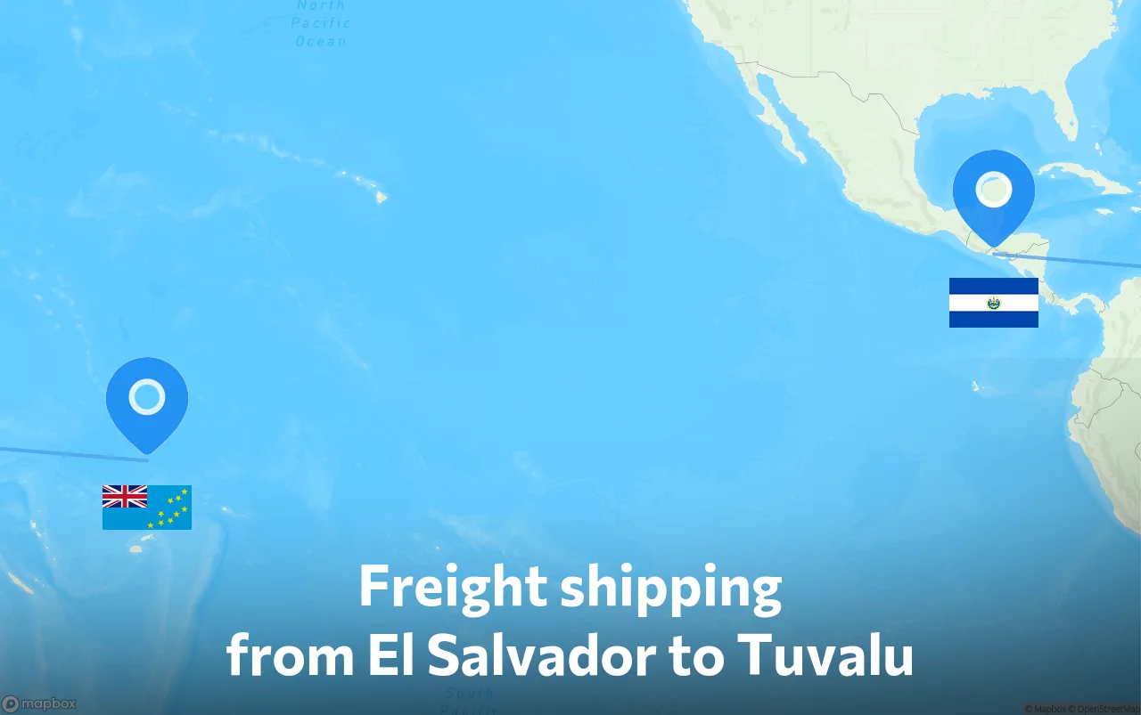 Shipping route from El Salvador to Tuvalu