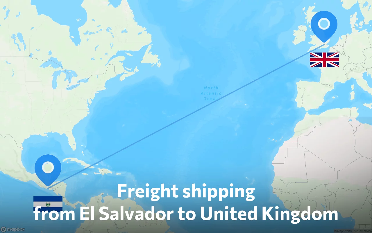 Shipping route from El Salvador to United Kingdom