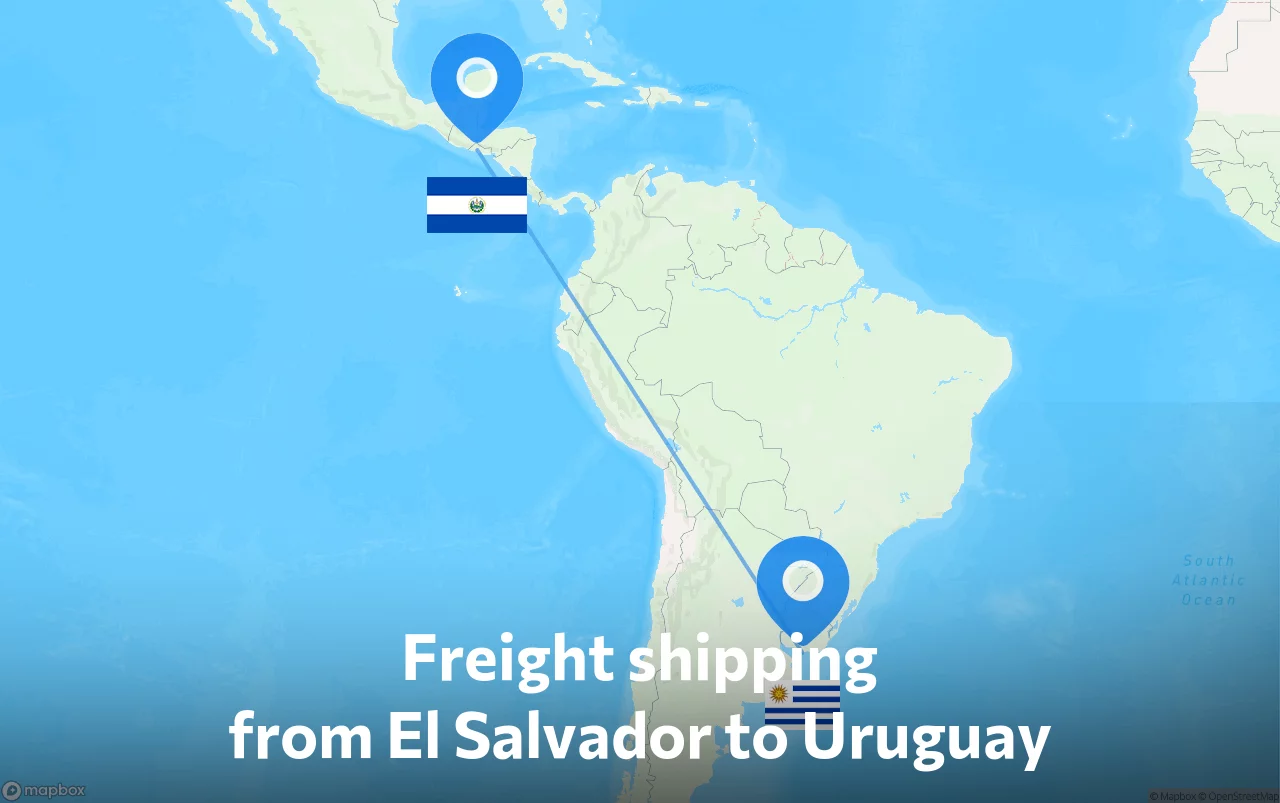 Shipping route from El Salvador to Uruguay